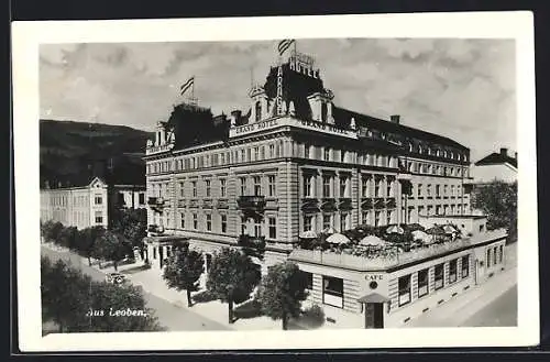 AK Leoben, Grand Hotel aus der Vogelschau