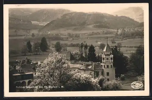 AK St. Marein i. M., Schloss Graschnitz aus der Vogelschau