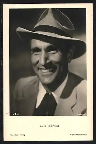 AK Luis Trenker, Porträt mit Hut