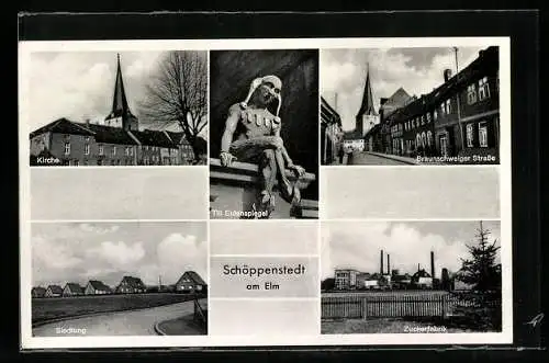 AK Schöppenstedt, Kirche, Siedlung, Zuckerfabrik, Till Eulenspiegel