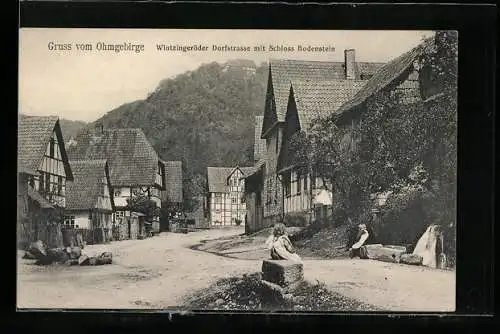AK Wintzingerode /Ohmgebirge, Dorfstrasse mit Schloss Bodenstein