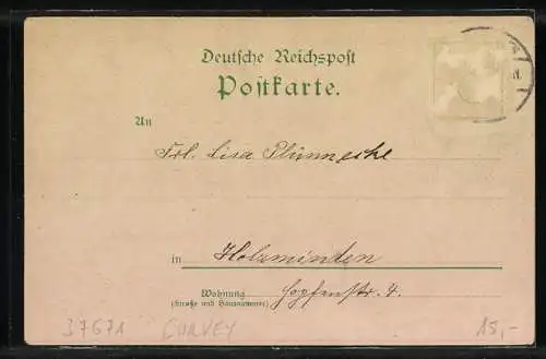 Lithographie Höxter, Hoffmann von Fallersleben, Anlasskarte