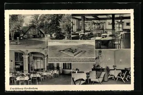 AK Nordenham, Hotel-Restaurant Friedeburg mit Innenansichten