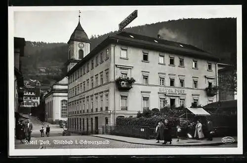AK Wildbad i. Schwarzwald, Hotel Post an der Kirche