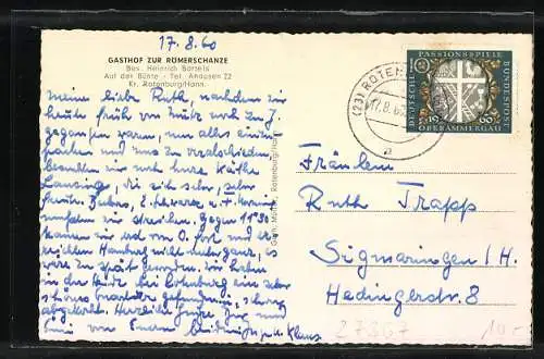 AK Ahausen / Rotenburg, Gasthof zur Römerschanze v. H. Bartels