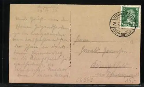 AK Langwarden, Dorfstrasse mit Schule