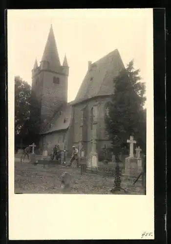 AK Breithardt, Friedhof und Kirche während der Erneuerungsarbeiten