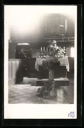 AK Steckenroth, Kircheninneres zum Erntedankfest