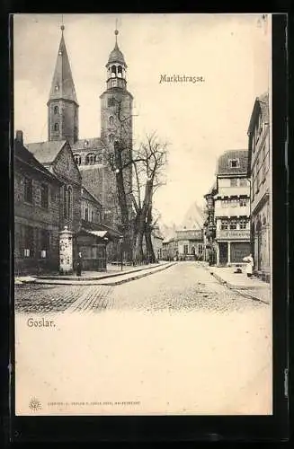 AK Goslar, Litfasssäule auf der Marktstrasse