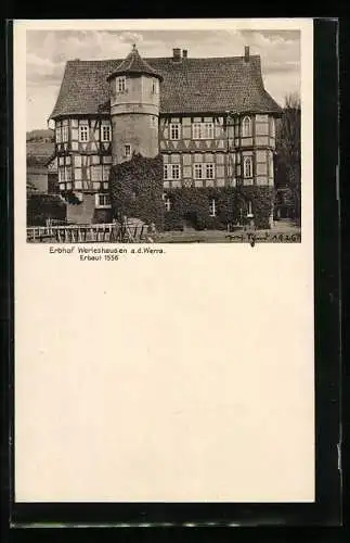 Künstler-AK Werleshausen a. d. Werra, Blick zum Rittergut