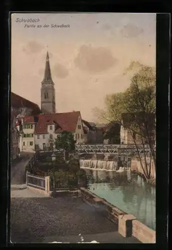 AK Schwabach, Ortspartie am Fluss