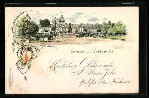 Lithographie Karlsruhe, Grossherzogliches Schloss