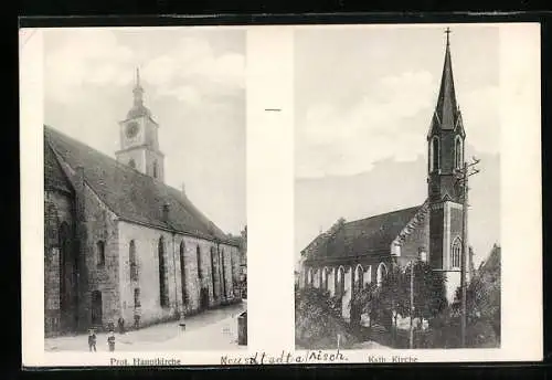 AK Neustadt a. Aisch, Prot. Hauptkirche und Kath. Kirche