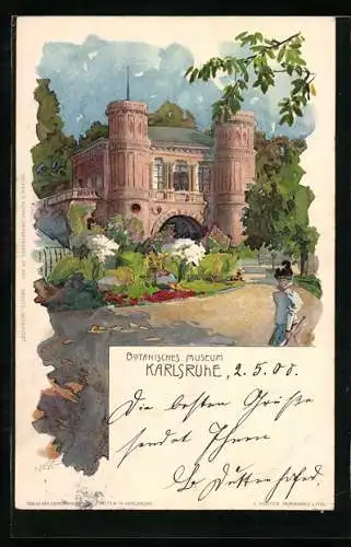 Künstler-AK Karlsruhe, Botanischer Garten