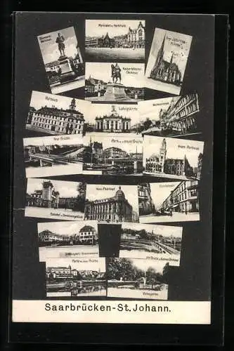 AK Saarbrücken-St. Johann, Reichsstrasse, Bahnhof u. Direktionsgebäude, Volksgarten