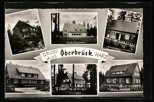 AK Oderbrück /Harz, Achtermannshäuschen, Eintracht-Hütte, Staatsbank-Hütte