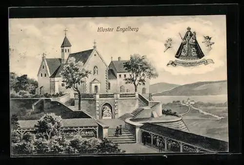 Künstler-AK Engelberg, Kloster Engelberg mit Gnadenbild