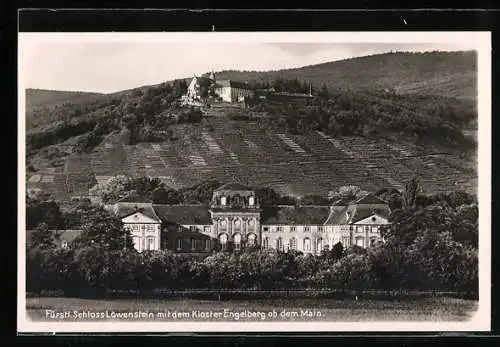 AK Grossheubach /Spessart, Fürstliches Schloss Löwenstein mit dem Kloster Engelberg ob dem Main