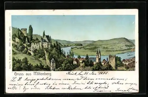 AK Miltenberg, Panorama mit Burgruine