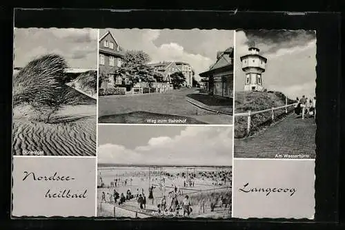 AK Langeoog, Nordseeheilbad, Weg zum Bahnhof, Am Wasserturm, Dünenigel