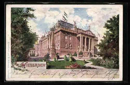 Künstler-AK Wiesbaden, Kgl. Theater