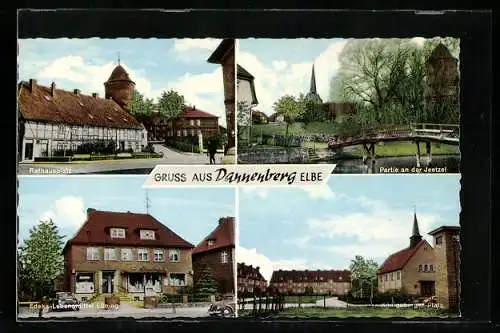 AK Dannenberg /Elbe, Edeka-Lebensmittel Lüning, Rathausplatz, Königsberger Platz