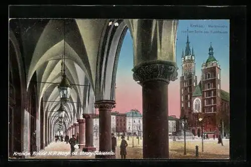 AK Krakau, Marienkirche von der Seite des Tuchhauses