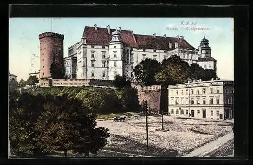 AK Kraków, Blick zum Königsschloss