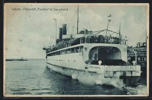 AK Sassnitz, Fährschiff Preussen in See gehend