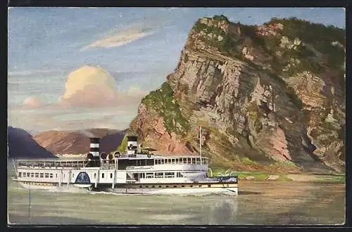 AK Dampfer der Köln-Düsseldorfer Rheindampergesellschaft passiert die Loreley