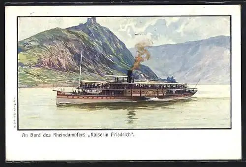 Künstler-AK Rheindampfer Kaiserin Friedrich in Fahrt