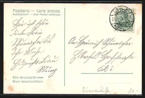 Künstler-AK Rheindampfer Kaiserin Friedrich in Fahrt