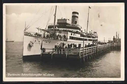 AK Passagierschiff Turbinenschnelldampfer Cobra im Hafen