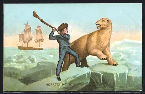 Künstler-AK Midshipman Horatio Nelson, Adventure with a Bear