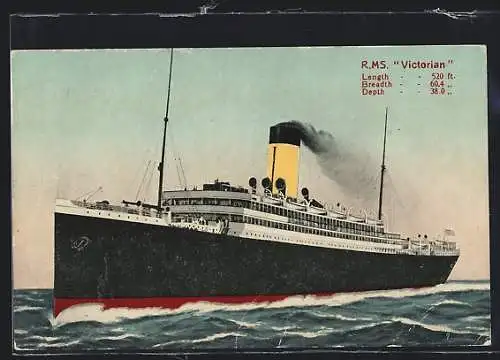 Künstler-AK RMS Victorian in voller Fahrt