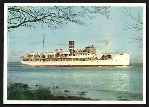 AK Dampfer SS Wellamo in Fahrt, Uferblick