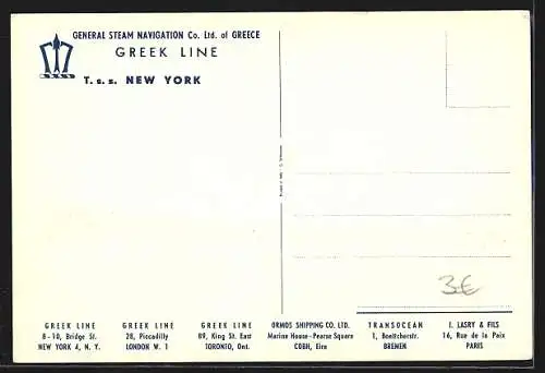 AK Passagierschiff TSS New York, Greek Line
