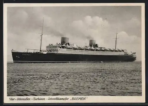 AK Passagierschiff Bremen des Nordd. Lloyd beim Auslaufen