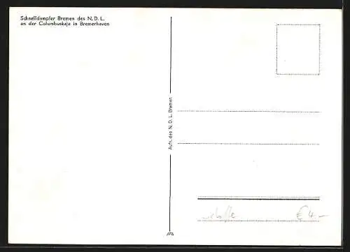 AK Bremerhaven, Schnelldampfer Bremen des N. D. L. an der Columbuskaje - Passagierschiff