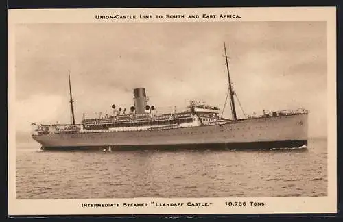 AK Union-Castle Line to South and East Africa, Intermediate Steamer Llandaff Castle, Passagierschiff
