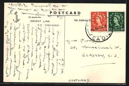 AK Passagierschiff RMS Orcades aus der Ferne, Orient Line