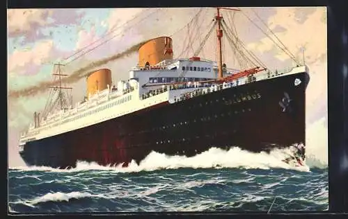 Künstler-AK Passagierschiff, Doppelschrauben-Schnelldampfer Columbus in schneller Fahrt