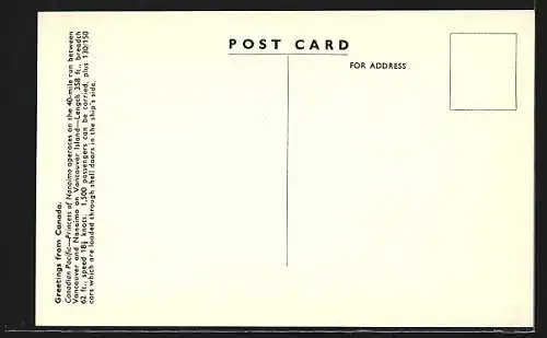 AK Passagierschiff Princess of Nanaimo in Küstennähe