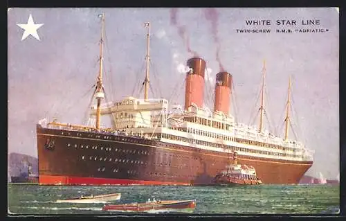 Künstler-AK Passagierschiff RMS Adriatic, White Star Line