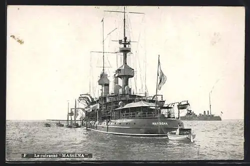 AK Französisches Kriegsschiff Masséna liegt vor Anker