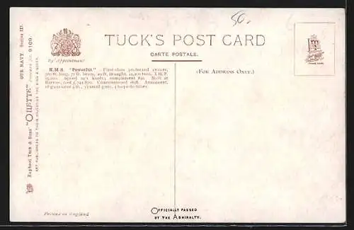 Künstler-AK Britisches Kriegsschiff HMS Powerful sticht in See