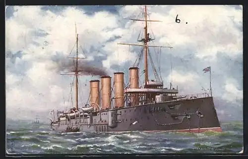 Künstler-AK Britisches Kriegsschiff HMS Leviathan vor Anker liegend