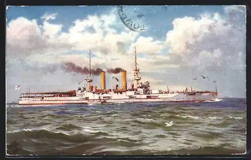 Künstler-AK Kriegsschiff H. M. S. Swiftsure auf See
