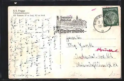AK Dampfer SS Frigga in voller Fahrt