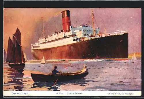 Künstler-AK Passagierschiff R.M.S. Lancastria, Cunard Line